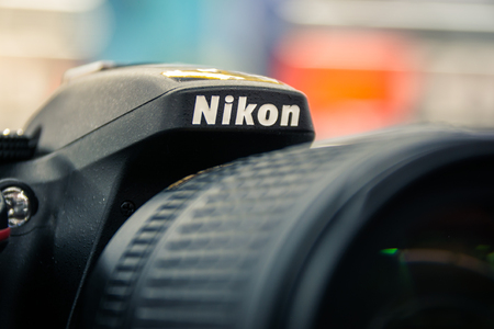 Nikon Camera Logo Closeup Model Display New Photography Equipment Demo October 27 2017のeditorial素材
