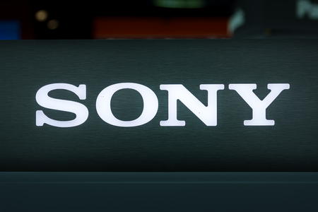 Sony Electronics Demo Display Logo Closeup Backlit Store Photography Company New October 27 2017のeditorial素材
