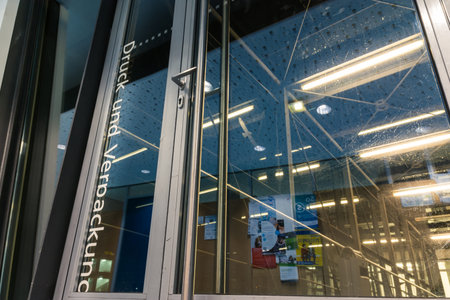 Hochschule der Medien Interior Entrance to Print and Packaging Departmnent Hallway Architectureのeditorial素材