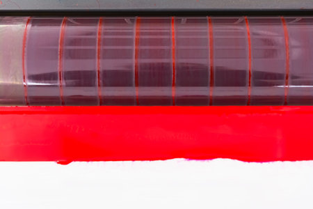 Offset Color Rollers CMYK Print Machine Closeup Detail Industrial Equipment Pure Magenta