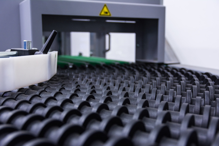 Industrail Transport Rollers Black Machine Factory Production Idle Emptyの写真素材