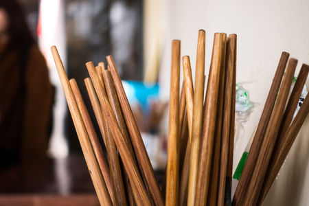 A Bundle of Chopsticks in a Restaurant in Chinaの写真素材