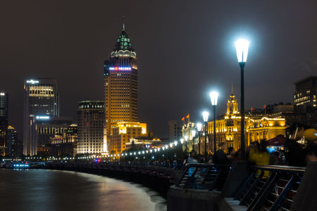 Night Scene of the Buildings in Shanghai,China April 2018