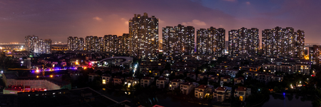 Night Scene of Modern Urban Neighborhood Architecture in Kunshan, Suzhou,Chinaの写真素材