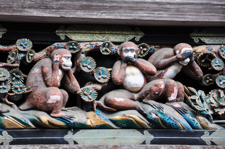 The 3 monkeys of Nikko, world heritageの写真素材
