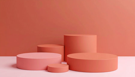 Abstract minimal scene with geometric forms. Pink background. 3d renderの素材