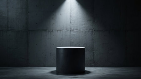 3d render of empty podium for product presentation in dark room.の素材