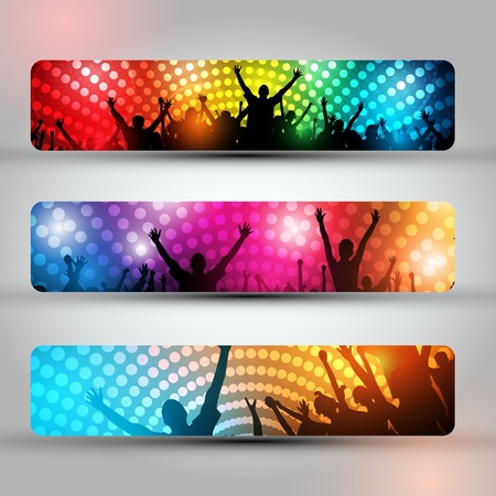 EPS10 Set of Headers - Party People Vector Background - Dancing Young Peopleのイラスト素材