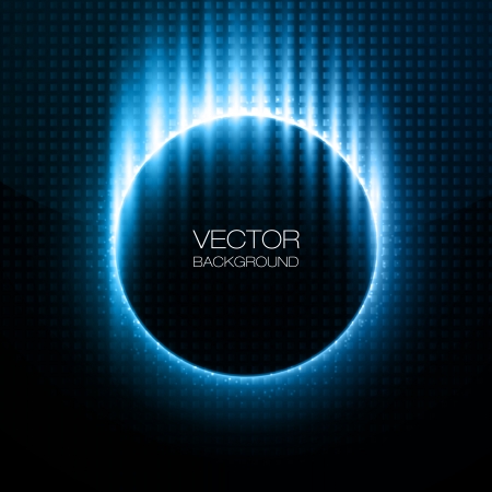 Shiny circles with blue rays behind dark designのイラスト素材