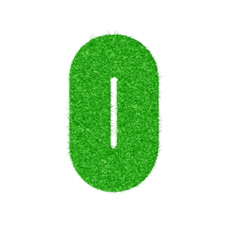 3D number 0 - from my natural green grass number collection -  illustrationのイラスト素材