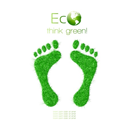 Green footprint made from grass  Think Green  Ecology Concept  Vector Illustration のイラスト素材