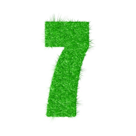 3D number 7 - from my natural green grass number collection -  illustrationのイラスト素材