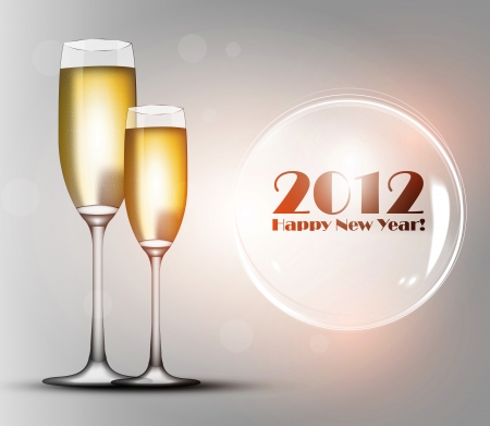2012 Happy New Year Illustration - Two glasses of champagne のイラスト素材