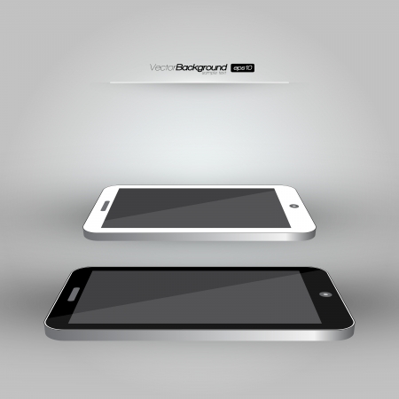 3D Realistic Smart Phone Template  White and Black Variation  Design Illustrationのイラスト素材