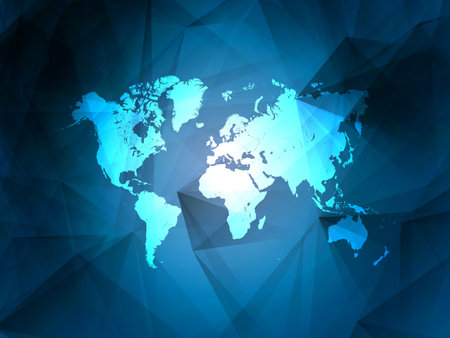 Blue Detailed Vector World Map   EPS10 Designのイラスト素材