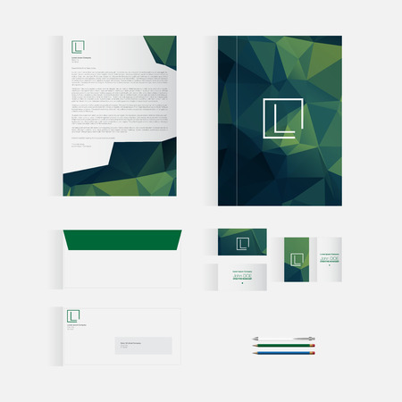 Green Stationery Template Design for Your Business | Modern Vector Designのイラスト素材