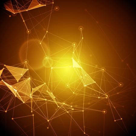 Abstract Polygonal Space Yellow Background with Connecting Dots and Lines  Vector Illustrationのイラスト素材