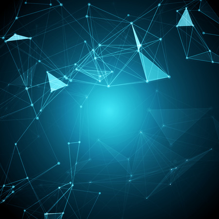 Abstract Polygonal Space Blue Background with Connecting Dots and Lines   Vector Illustrationのイラスト素材