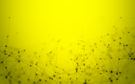 Abstract Yellow Background with 3D Polygonal Low Poly Connecting Dots and Lines - Connection Structure - Futuristic HUD Backgroundの写真素材