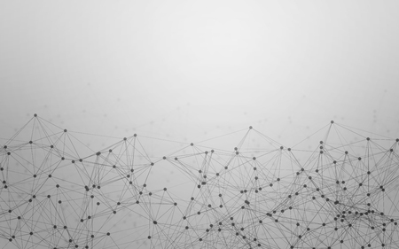 Abstract 3D Polygonal White Background with Low Poly Connecting Dots and Lines - Connection Structure - Futuristic HUD Backgroundの写真素材