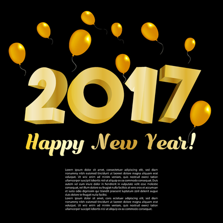 Happy New Year 2017 Gold Cardのイラスト素材