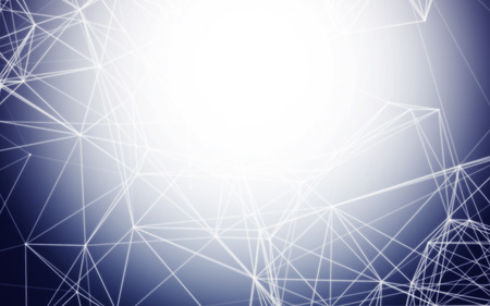 Abstract Blue Background with Space Polygonal Connecting Dots and Lines | Network - Data Visualization Illustrationの写真素材