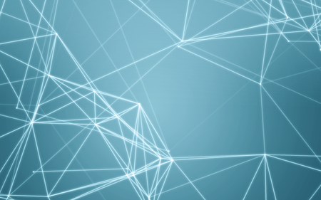 Abstract Blue Background with Space Polygonal Connecting Dots and Lines | Network - Data Visualization Illustrationの写真素材