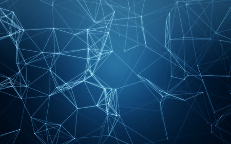 Abstract Blue Background with Space Polygonal Connecting Dots and Lines | Network - Data...