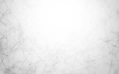 Abstract 3D Polygonal White Background with Low Poly Connecting Dots and Lines - Connection Structure - Futuristic HUD Backgroundの写真素材