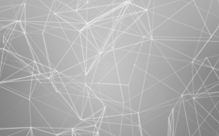 Abstract 3D Polygonal White Background with Low Poly Connecting Dots and Lines - Connection Structure - Futuristic HUD Backgroundの写真素材