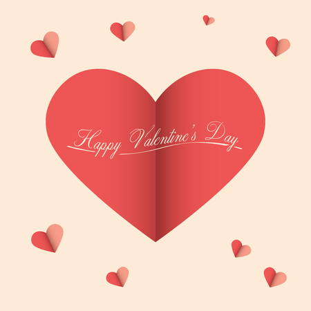Valentine's Day Vector Illustration | Cut Paper Abstract Background with Heartのイラスト素材