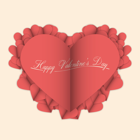 Valentine's Day Vector Illustration | Cut Paper Abstract Background with Heartのイラスト素材