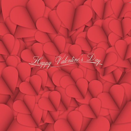 Valentine's Day Vector Illustration | Cut Paper Abstract Background with Heartのイラスト素材