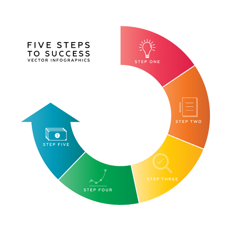 Five Steps to Success | Infographic Vector Illustration Designのイラスト素材