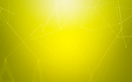 Abstract Yellow Background with 3D Polygonal Low Poly Connecting Dots and Lines - Connection Structure - Futuristic HUD Backgroundの写真素材