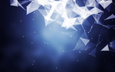 Polygonal Space Abstract Blue Background with Low Poly Connecting Dots and Lines - Background futuristic HUDの写真素材