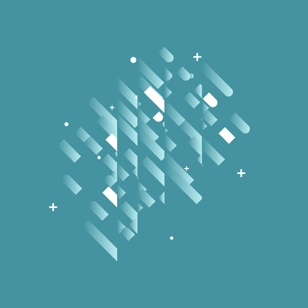 Minimalistic Abstract Design - Creative Concept - Modern Geometric background with diagonal elements. Blue, white diagonal lines, triangles, circles and plus sign. vector illustrationのイラスト素材