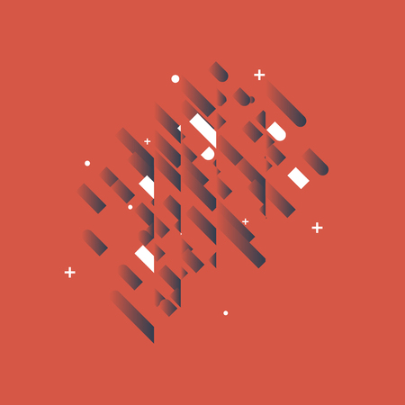 Minimalistic Abstract Design - Creative Concept - Modern Abstract Diagonal Red Gradient Background with Geometric Elements. Blue, White Diagonal Lines & Circles. Vector Illustrationのイラスト素材