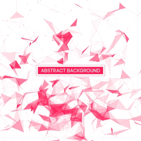 Abstract Polygonal Space - White Background with Pink Low Poly Connecting Dots and Lines - Connection Structure - Futuristic Vector Designのイラスト素材