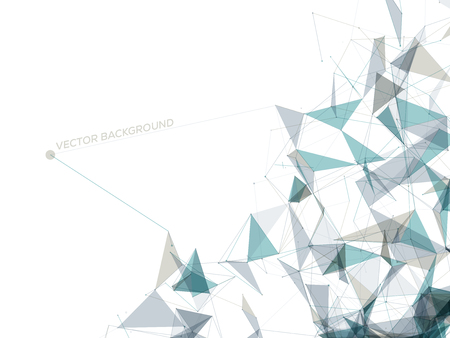 Abstract Polygonal Space - White Background with Gray and Blue Low Poly Connecting Dots and Lines - Connection Structure - Futuristic Vector Designのイラスト素材