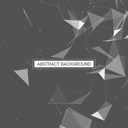Abstract Polygonal Space Gray Background with White Low Poly Connecting Dots and Lines - Connection Structure - Futuristic Vector Designのイラスト素材