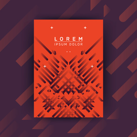 Abstract Minimalist Poster Template Design - Creative Vector Illustration for Cover, Flyer, Card, Presentation - Purple Diagonal Lines on Red Backgroundのイラスト素材