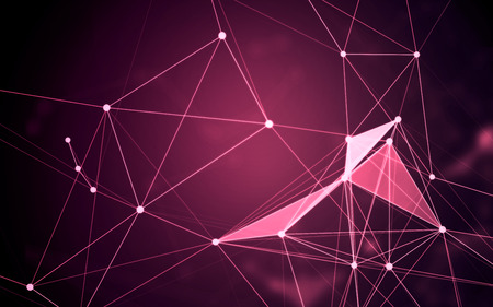 Abstract Polygonal Space Purple Background with Low Poly Connecting Dots and Lines - Connection Structure - Futuristic HUD Illustration Backgroundの写真素材