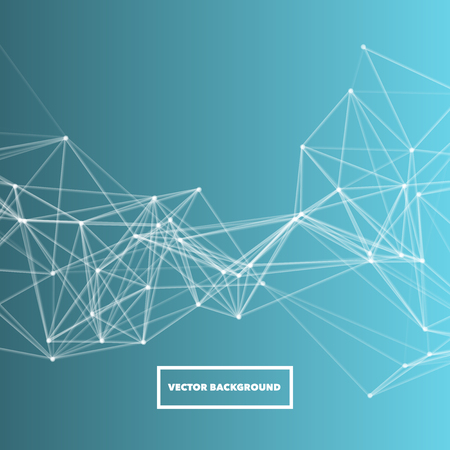 Abstract White Polygon Mesh Line Structure on Blue Background - Fintech and Deep Learning Vector Illustrationのイラスト素材