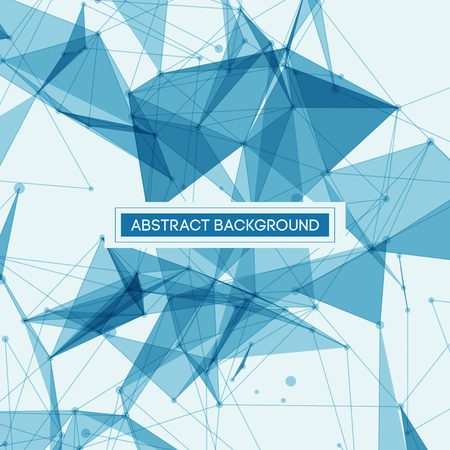 Abstract Blue Polygon Mesh Line Structure on White Background - Fintech and Deep Learning Vector Illustrationのイラスト素材