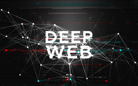 Abstract Black and White Data Mesh Glitch Illustration Background with Big Deep Web Textの写真素材