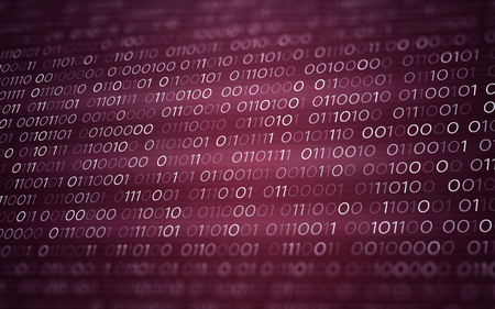 3D Abstract Red Binary Code Futuristic Information Technology Illustration Render Backgroundの写真素材