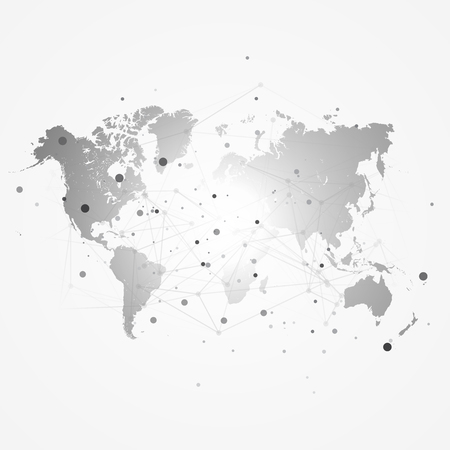 World map silhouette with connection grid vector illustration background network concept design.のイラスト素材