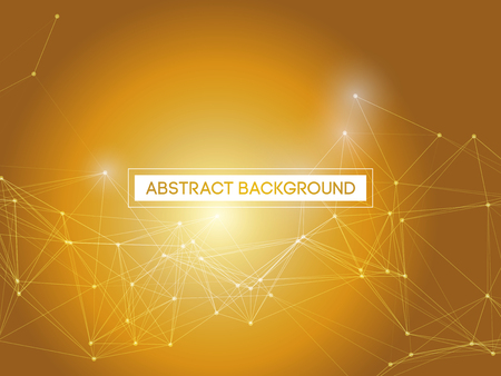 Abstract Polygonal Space Gold Background with Connecting Dots and Lines.のイラスト素材