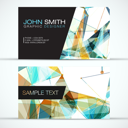 Elegant modern business card set colorful polygon mesh on white background vector design.のイラスト素材